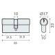 Cylindre européen EXS 3000 2 entrées 31.5x31.5 nickelé mat 3 clés