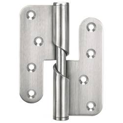 Paumelle double hélicoïdale gauche 100x88 mm, inox brossé 304