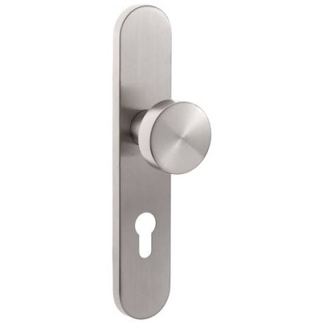 Bouton cylindrique fixe sur plaque fonction clé I, inox brossé 304