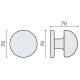 Bouton fixe ROBOT 55, Ø 70 mm sur rosace ronde, chromé mat