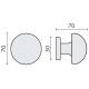 Bouton fixe ROBOT 65, Ø 70 mm sur rosace ronde, chromé mat