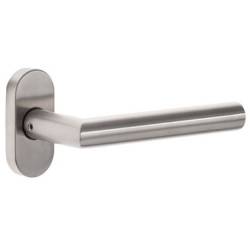 Paire de béquilles L90° 19 mm sur rosace ovale, inox brossé 304