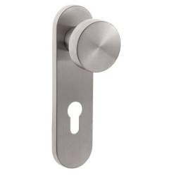 Bouton cylindrique fixe sur plaque fonction clé I, inox brossé 304