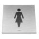 Pictogramme carré à coller 86x86 mm, Femme, inox brossé 316