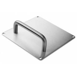 Poignée de tirage sur plaque Ø 19 mm, 175x175 mm, inox brossé 316