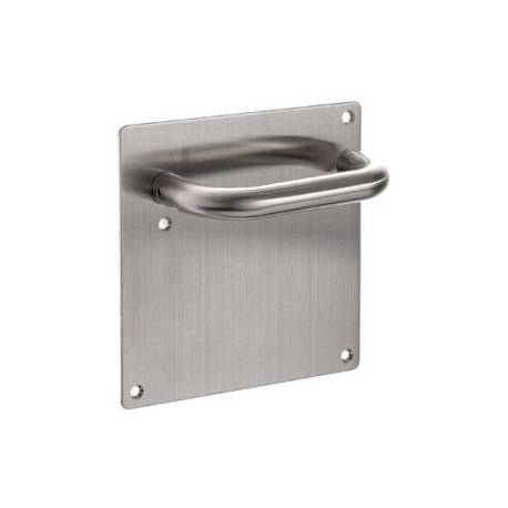 Paire de béquilles sur plaque U 19 mm fonction bec de cane, inox brossé 304 A/R