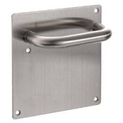 Paire de béquilles sur plaque U 19 mm fonction bec de cane, inox brossé 304 A/R